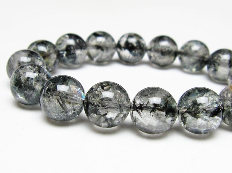 ブラックエレスチャルクォーツ ブレスレット 13mm 一点物 111-54123