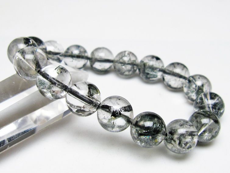 ブラックエレスチャルクォーツ ブレスレット 12mm メール便可 一点物 111-54129