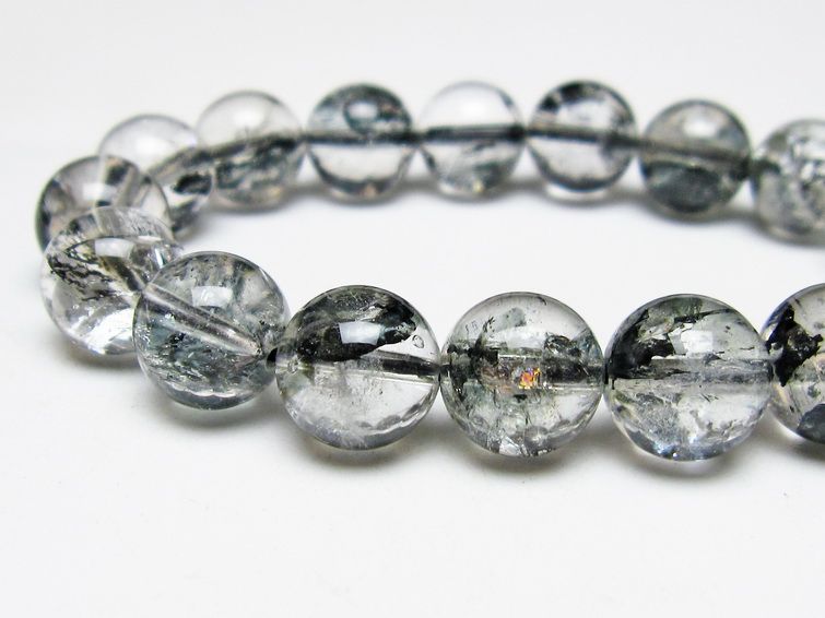 ブラックエレスチャルクォーツ ブレスレット 12mm メール便可 一点物 111-54129