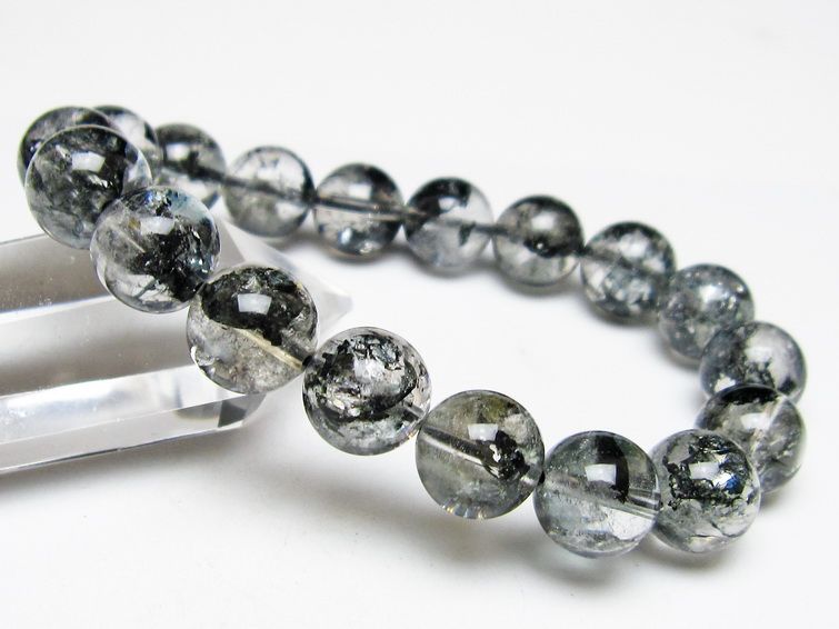 ブラックエレスチャルクォーツ ブレスレット 12mm メール便可 一点物 111-54130