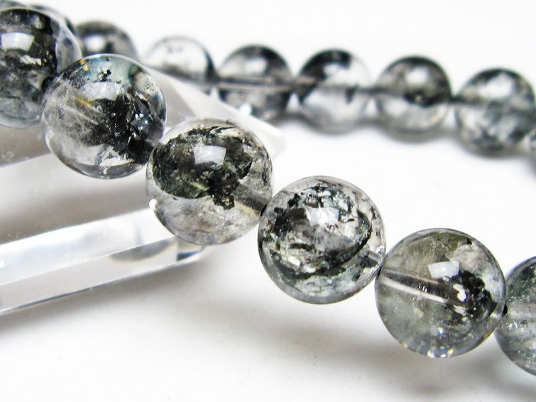 ブラックエレスチャルクォーツ ブレスレット 12mm メール便可 一点物 111-54130
