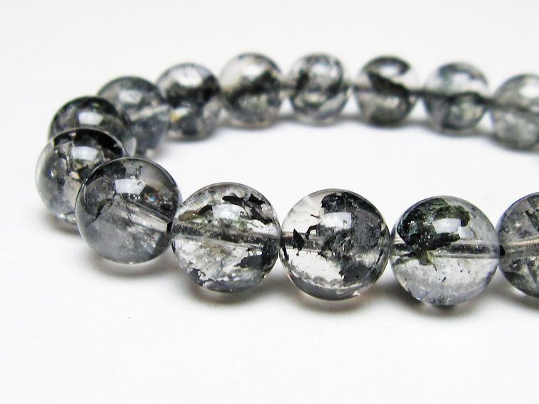 ブラックエレスチャルクォーツ ブレスレット 12mm メール便可 一点物 111-54130