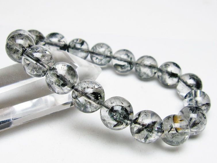 ブラックエレスチャルクォーツ ブレスレット 11mm メール便可 一点物 111-54131
