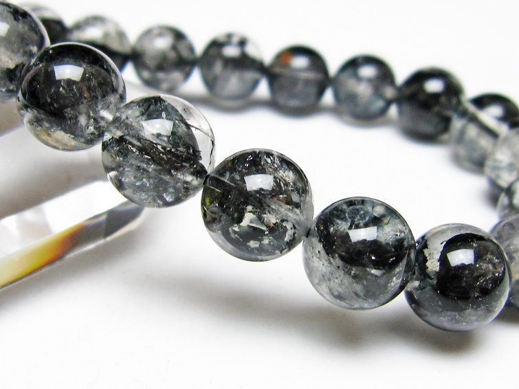 ブラックエレスチャルクォーツ ブレスレット 11mm メール便可 一点物 111-54134