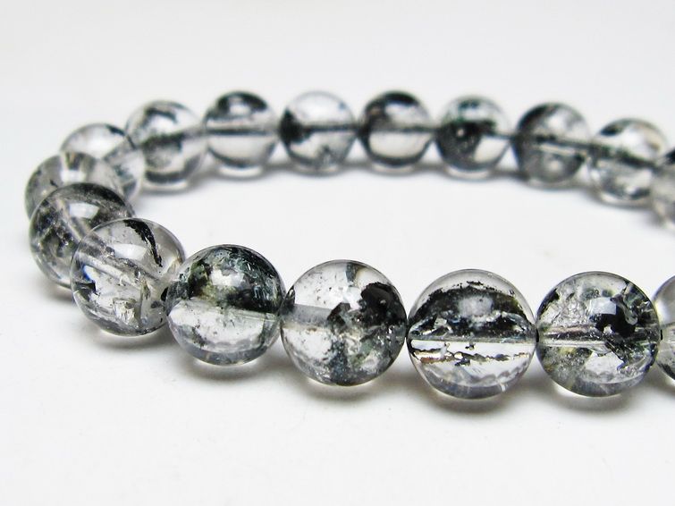 ブラックエレスチャルクォーツ ブレスレット 10mm メール便可 一点物 111-54135