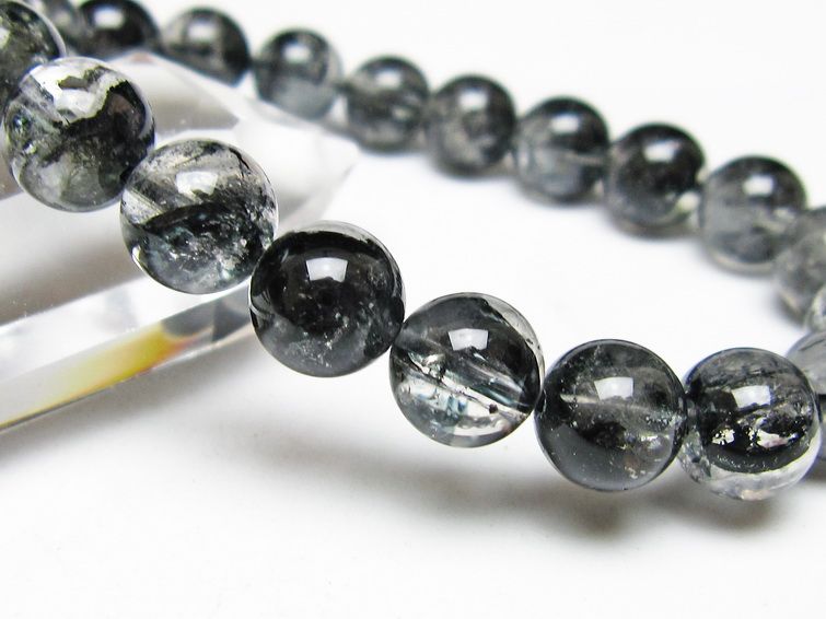 ブラックエレスチャルクォーツ ブレスレット 10mm メール便可 一点物 111-54136