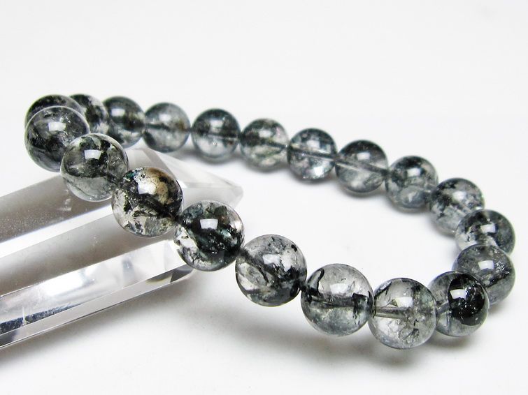 ブラックエレスチャルクォーツ ブレスレット 10mm メール便可 一点物 111-54137