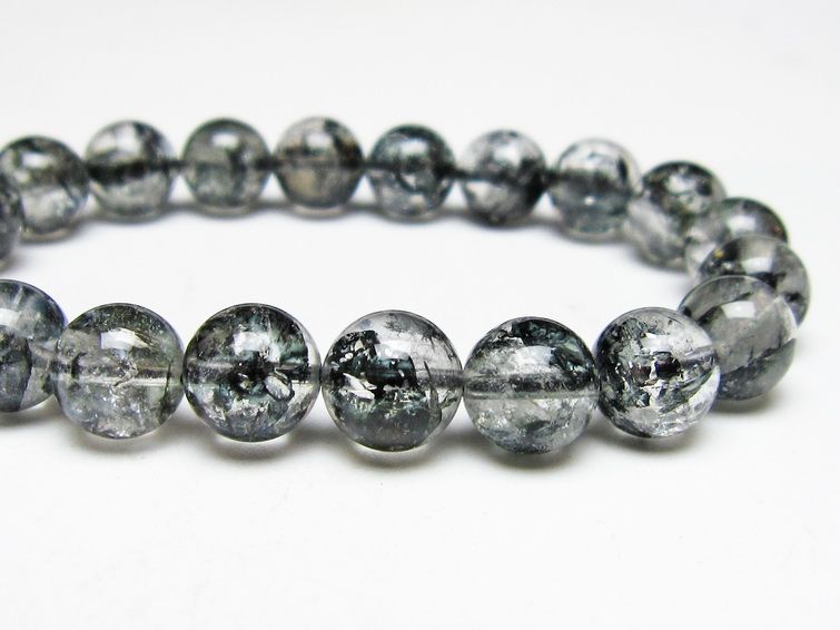 ブラックエレスチャルクォーツ ブレスレット 10mm メール便可 一点物 111-54137