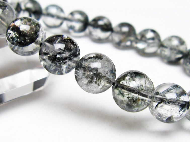 ブラックエレスチャルクォーツ ブレスレット 10mm メール便可 一点物 111-54138