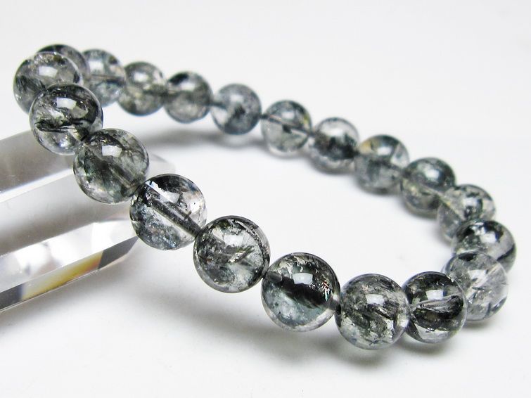 ブラックエレスチャルクォーツ ブレスレット 10mm メール便可 一点物 111-54139