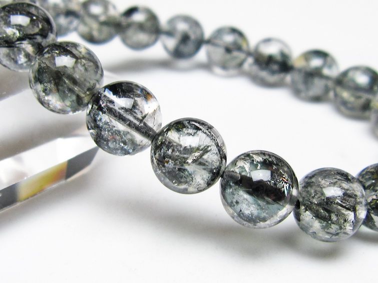 ブラックエレスチャルクォーツ ブレスレット 10mm メール便可 一点物 111-54139
