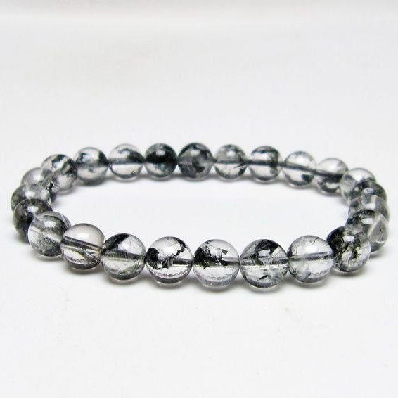 ブラックエレスチャルクォーツ ブレスレット 8mm メール便可 一点物 111-54141