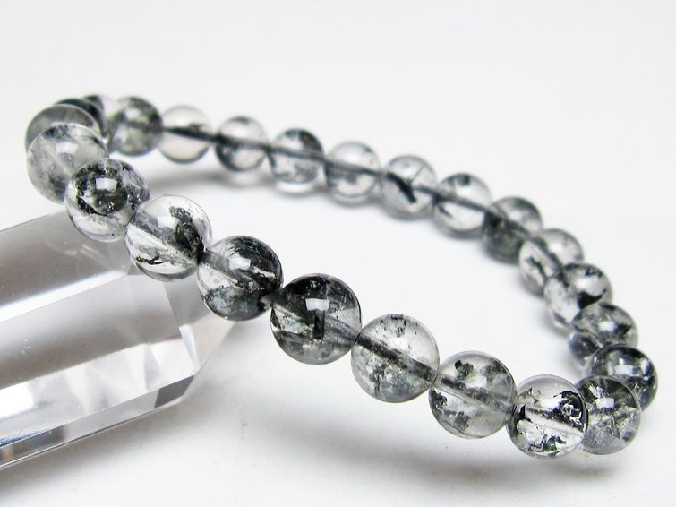 ブラックエレスチャルクォーツ ブレスレット 8mm メール便可 一点物 111-54141