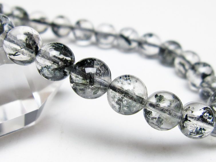 ブラックエレスチャルクォーツ ブレスレット 8mm メール便可 一点物 111-54141