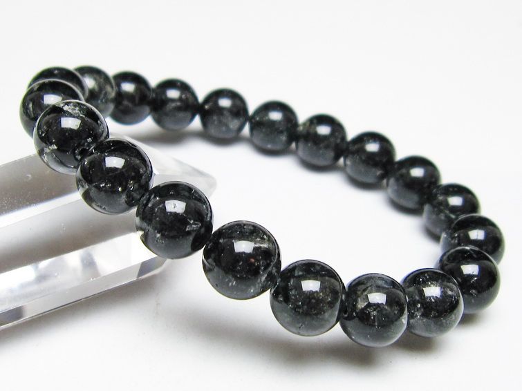 ブラックエレスチャルクォーツ ブレスレット 10mm メール便可 一点物 111-54143
