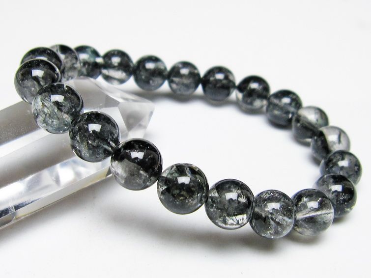 ブラックエレスチャルクォーツ ブレスレット 10mm メール便可 一点物 111-54144