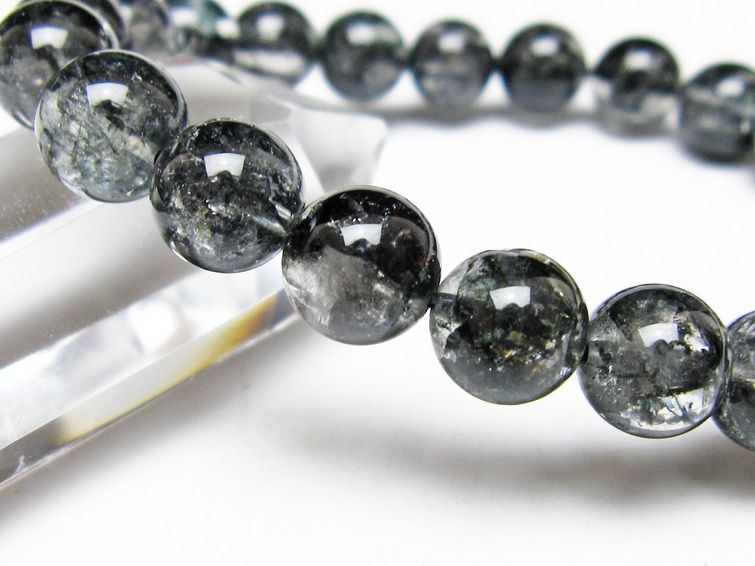 ブラックエレスチャルクォーツ ブレスレット 10mm メール便可 一点物 111-54144