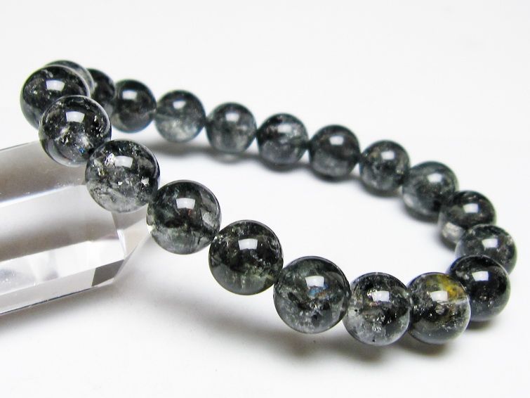 ブラックエレスチャルクォーツ ブレスレット 10mm メール便可 一点物 111-54145