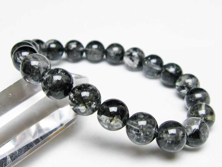ブラックエレスチャルクォーツ ブレスレット 10mm メール便可 一点物 111-54146