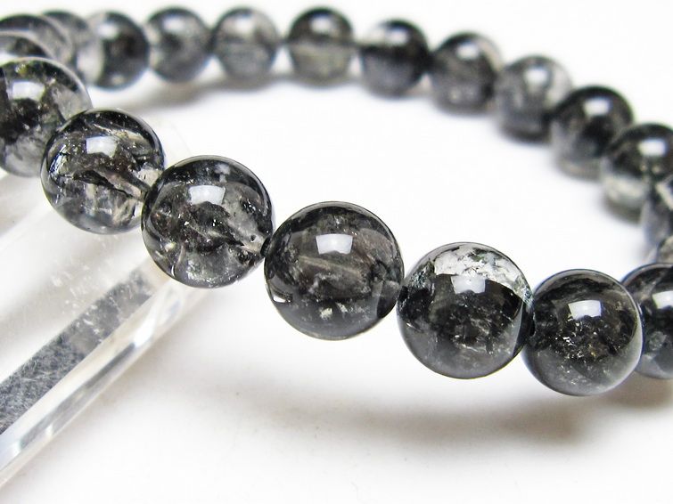 ブラックエレスチャルクォーツ ブレスレット 10mm メール便可 一点物 111-54146