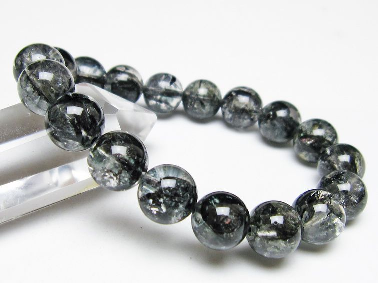 ブラックエレスチャルクォーツ ブレスレット 11mm 一点物 111-54147