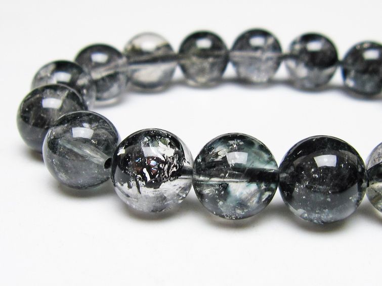 ブラックエレスチャルクォーツ ブレスレット 12mm 一点物 111-54150