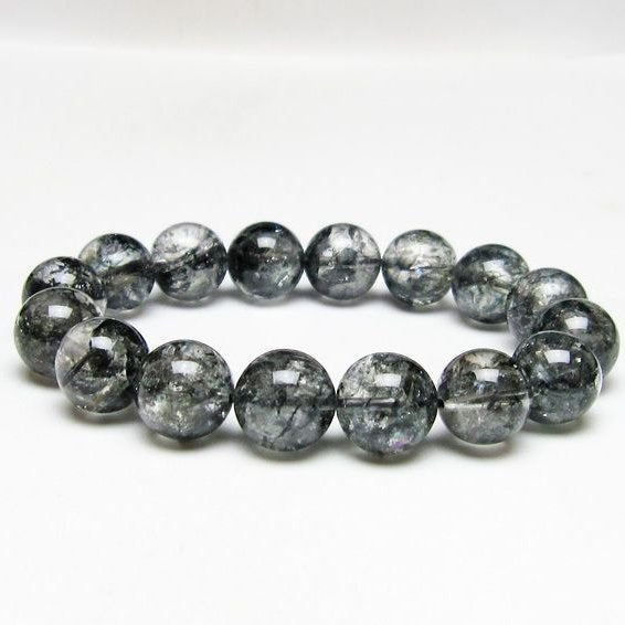 ブラックエレスチャルクォーツ ブレスレット 14mm 一点物 111-54156