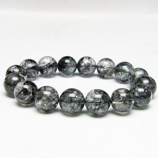 ブラックエレスチャルクォーツ ブレスレット 14mm 一点物 111-54156