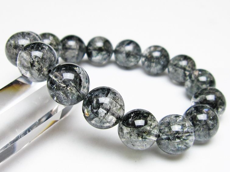 ブラックエレスチャルクォーツ ブレスレット 14mm 一点物 111-54156