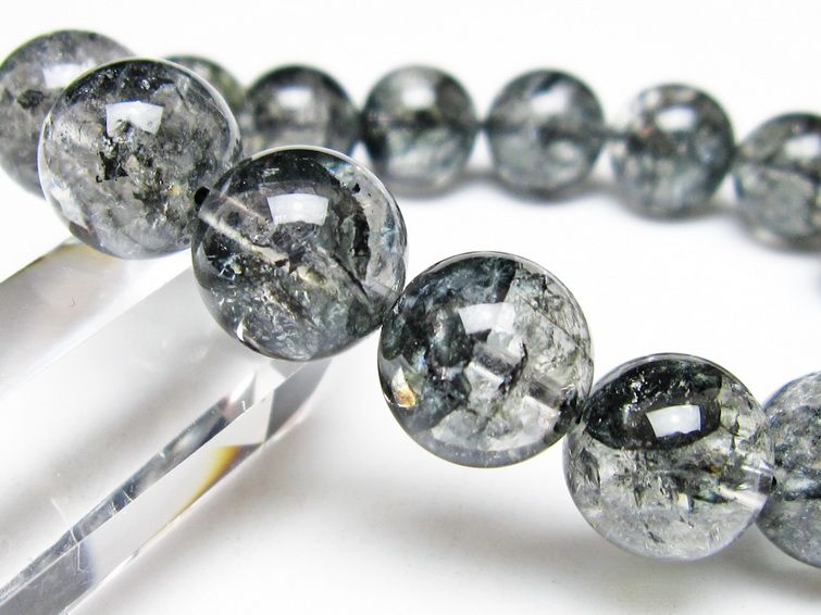 ブラックエレスチャルクォーツ ブレスレット 14mm 一点物 111-54156