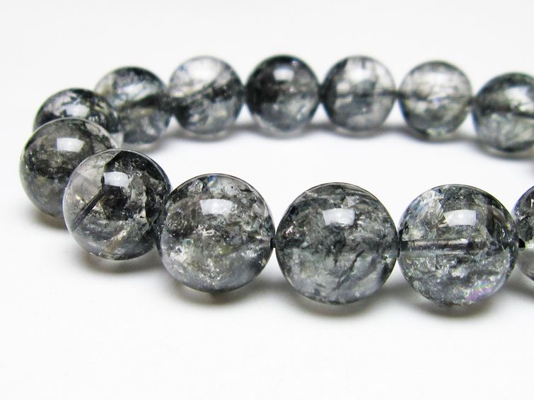 ブラックエレスチャルクォーツ ブレスレット 14mm 一点物 111-54156