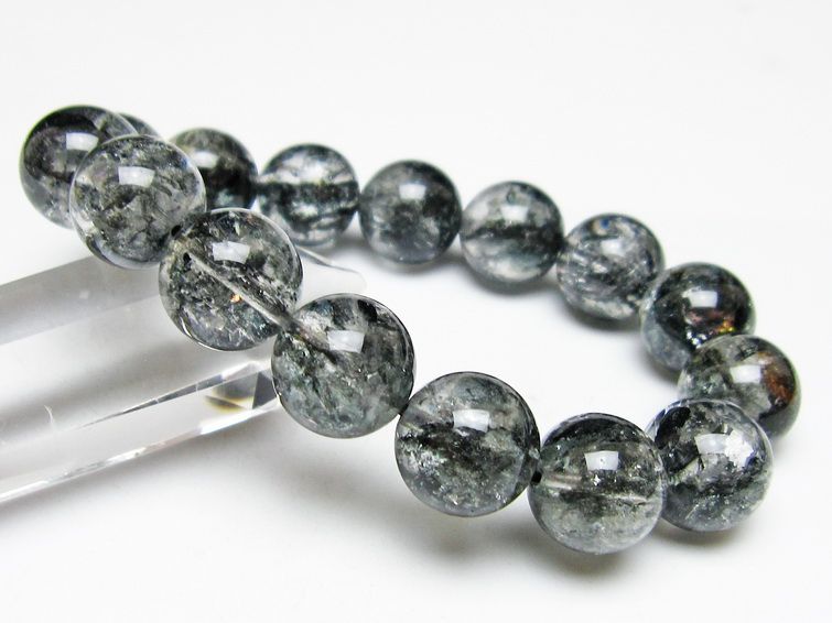 ブラックエレスチャルクォーツ ブレスレット 14mm 一点物 111-54157