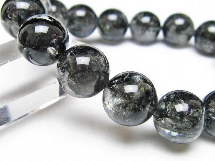ブラックエレスチャルクォーツ ブレスレット 14mm 一点物 111-54158