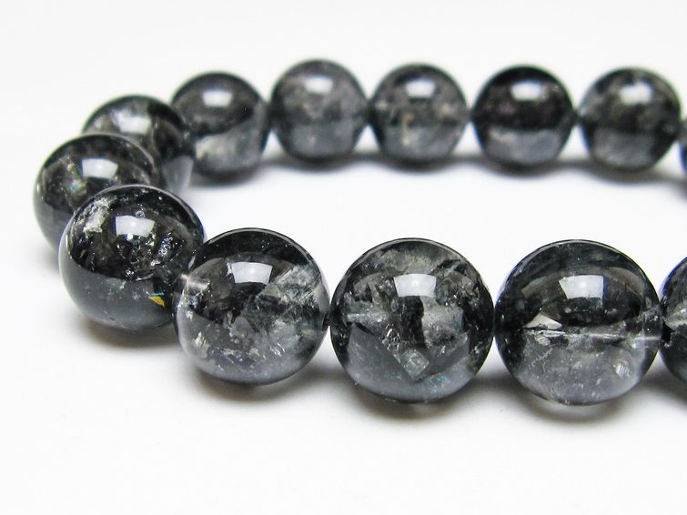ブラックエレスチャルクォーツ ブレスレット 14mm 一点物 111-54158