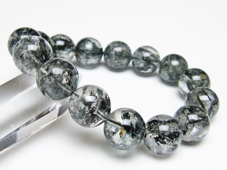 ブラックエレスチャルクォーツ ブレスレット 15mm 一点物 111-54159