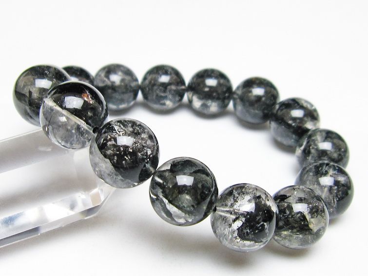 ブラックエレスチャルクォーツ ブレスレット 15mm 一点物 111-54164
