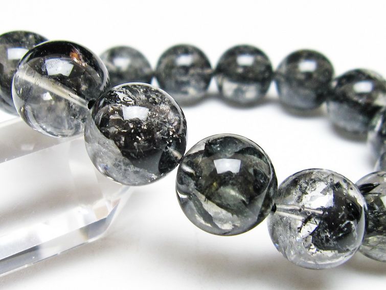 ブラックエレスチャルクォーツ ブレスレット 15mm 一点物 111-54164