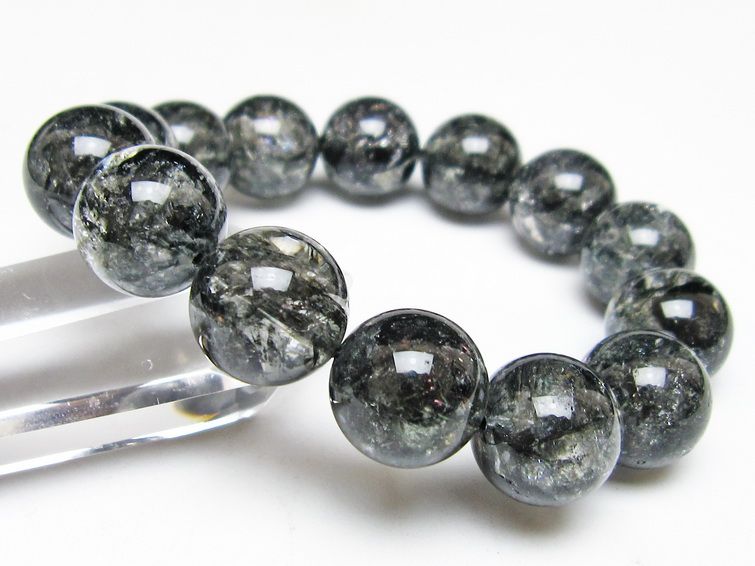 ブラックエレスチャルクォーツ ブレスレット 16mm 一点物 111-54166