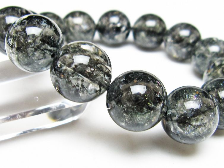 ブラックエレスチャルクォーツ ブレスレット 16mm 一点物 111-54166