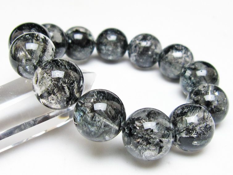 ブラックエレスチャルクォーツ ブレスレット 17mm 一点物 111-54167
