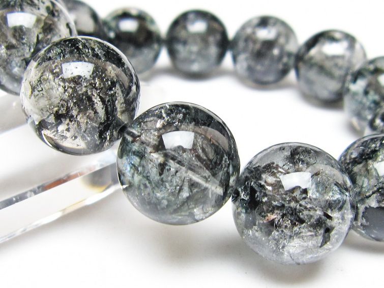 ブラックエレスチャルクォーツ ブレスレット 17mm 一点物 111-54167