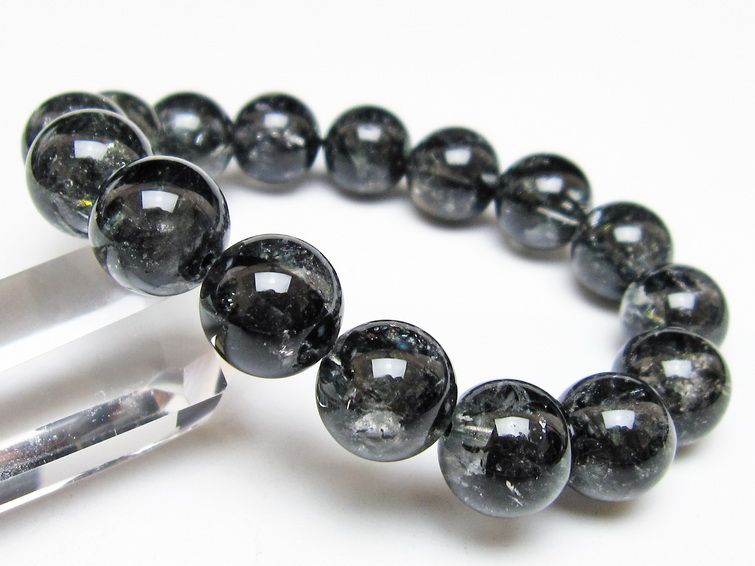 ブラックエレスチャルクォーツ ブレスレット 14mm 一点物 111-54168