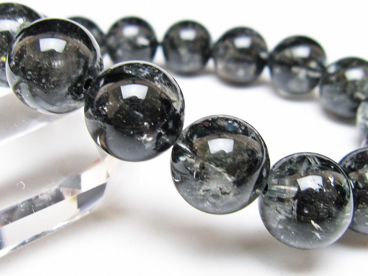ブラックエレスチャルクォーツ ブレスレット 14mm 一点物 111-54168