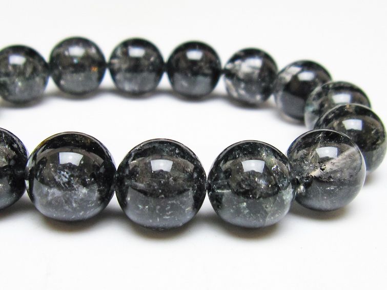 ブラックエレスチャルクォーツ ブレスレット 14mm 一点物 111-54168