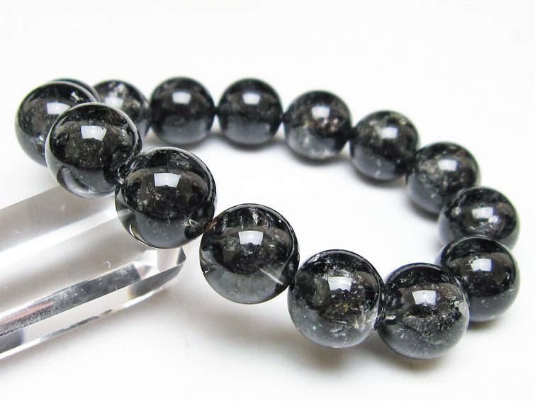 ブラックエレスチャルクォーツ ブレスレット 15mm 一点物 111-54169