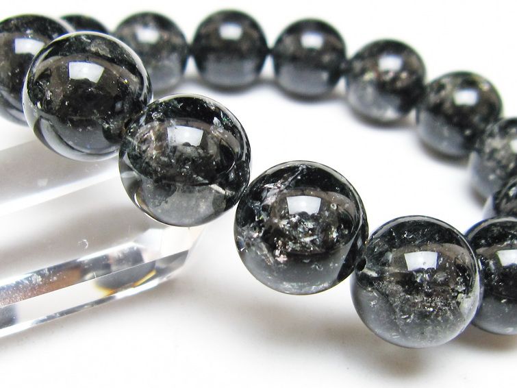 ブラックエレスチャルクォーツ ブレスレット 15mm 一点物 111-54169