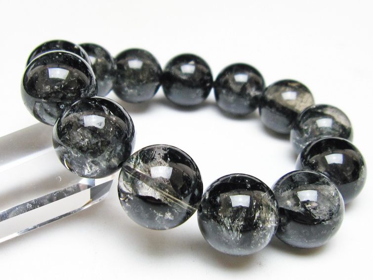ブラックエレスチャルクォーツ ブレスレット 17mm 一点物 111-54170