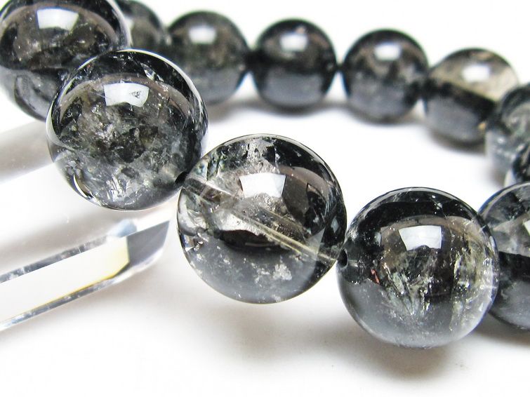ブラックエレスチャルクォーツ ブレスレット 17mm 一点物 111-54170