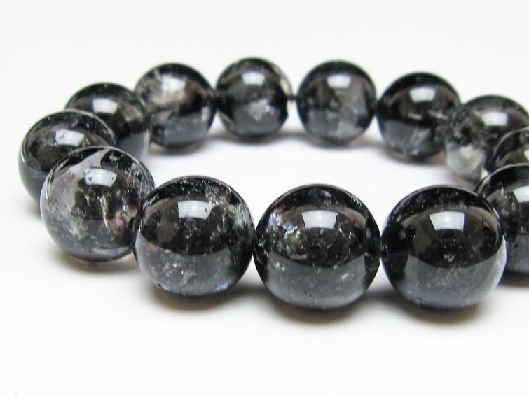 ブラックエレスチャルクォーツ ブレスレット 17mm 一点物 111-54170