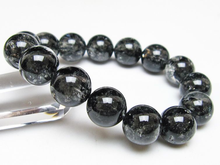 ブラックエレスチャルクォーツ ブレスレット 15mm 一点物 111-54172